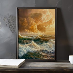 Een storm nadert de zee - Eugene Boudin geïnspireerde impressionistische kunstposter - kustposter - impressionisme decorprint - kustposter