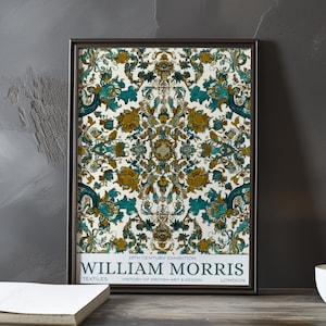 William Morris floral textile print – vintage arts & crafts wall art – ornate botanical pattern poster – 19th century British design decor