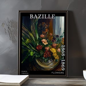 Blumen 1868–1869 – Frédéric Bazille Druck / Poster – Blumenstillleben, französische impressionistische Blüte, klassisches Wanddekor nach Impressionismus-Art