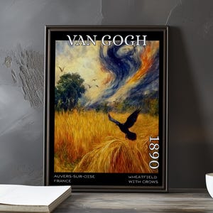 Weizenfeld mit Krähen 1890 – Vincent van Gogh Print / Poster – Dark Sky Feldpost Impressionismus Landschaft Weizenfeld Landschaft Dekor