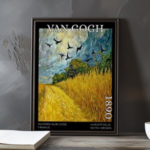 Weizenfeld mit Krähen 1890 – Vincent van Gogh Print / Poster – Dark Sky Feldpost Impressionismus Landschaft Weizenfeld Landschaft Dekor