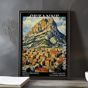 Mont Sainte-Victoire 1882-1906 - Paul Cézanne print / poster - French Post Impressionist landscape art, Provence mountain kitchen wall decor
