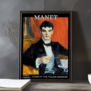 A Bar at the Folies-Bergère 1882 – Édouard Manet print / poster – french impressionism, mirror reflection art, parisian nightlife art decor