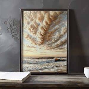 Open luchten boven de kustlijn - Eugene Boudin geïnspireerde impressionistische kunstposter - kustposter - zeekust impressionisme decorafdruk