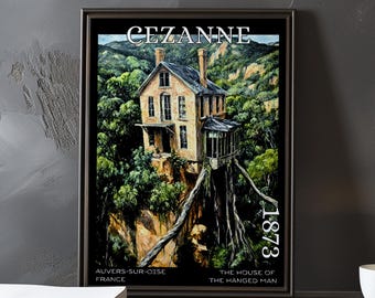 Het huis van de gehangene 1873 - Paul Cézanne print/poster - French Post impressionistisch landschap, jaren 1870 vintage muurkunst keukendecor