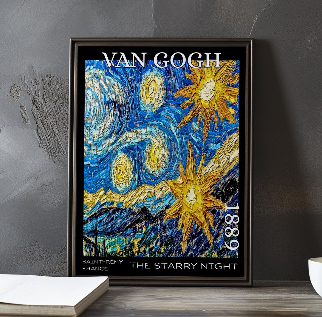 The Starry Night 1889 – Vincent Van Gogh Print / Poster – Swirling Sky ...
