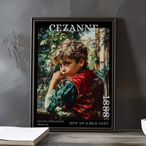 Boy in a Red Vest 1888 - Paul Cézanne print / poster - French Post Impressionist portrait, 1880s vintage wall art, classic fine kitchen deco