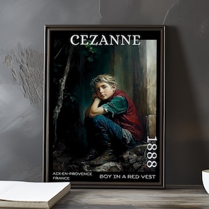 Boy in a Red Vest 1888 - Paul Cézanne print / poster - French Post Impressionist portrait, 1880s vintage wall art, classic fine kitchen deco