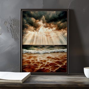 Een storm nadert de zee - Eugene Boudin geïnspireerde impressionistische kunstposter - kustposter - impressionisme decorprint - kustposter