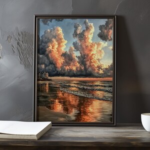 Open luchten boven de kustlijn - Eugene Boudin geïnspireerde impressionistische kunstposter - kustposter - zeekust impressionisme decorafdruk