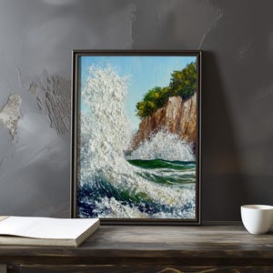 Impresión de galería de arte impresionista inspirada en Gustave Courbet: póster de paisaje costero, póster de olas del océano, decoración grande para el hogar, póster enmarcado