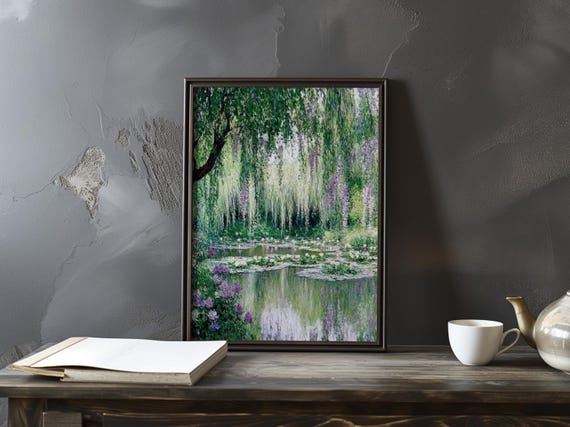 Claude Monet poster - Water Lilies  - Garden at Giverny - Impressionist poster - gallery print - Colourful Impressionism art - home decor