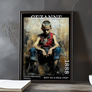 Boy in a Red Vest 1888 - Paul Cézanne print / poster - French Post Impressionist portrait, 1880s vintage wall art, classic fine kitchen deco