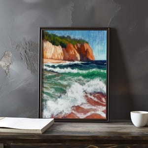 Impresión de galería de arte impresionista inspirada en Gustave Courbet: póster de paisaje costero, póster de olas del océano, decoración grande para el hogar, póster enmarcado