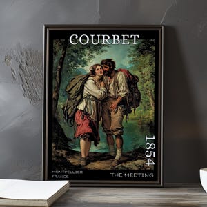 L'incontro 1854 - Stampa/manifesto di Gustave Courbet - Ritratto realista francese, stampa artistica del 1850, Bonjour Monsieur Courbet, arredamento francese d'epoca