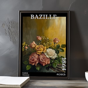 Roses 1864 – Frédéric Bazille Druck / Poster – Französisches impressionistisches Stillleben, Post-Impressionismus Blumendekor, 19.Jh