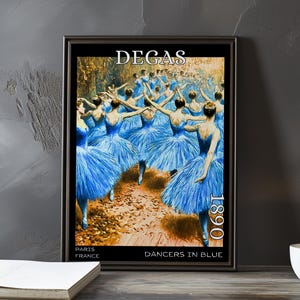 Dancers in Blue 1890 – Edgar Degas print / poster – impressionism, post impressionist ballerinas, movement study, blue rehearsal art decor