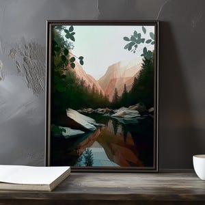 A Mountain Landscape at Dusk Mont Sainte-Victoire- Paul Cezanne Inspired Impressionist Art Print- French natural landscape still life Poster