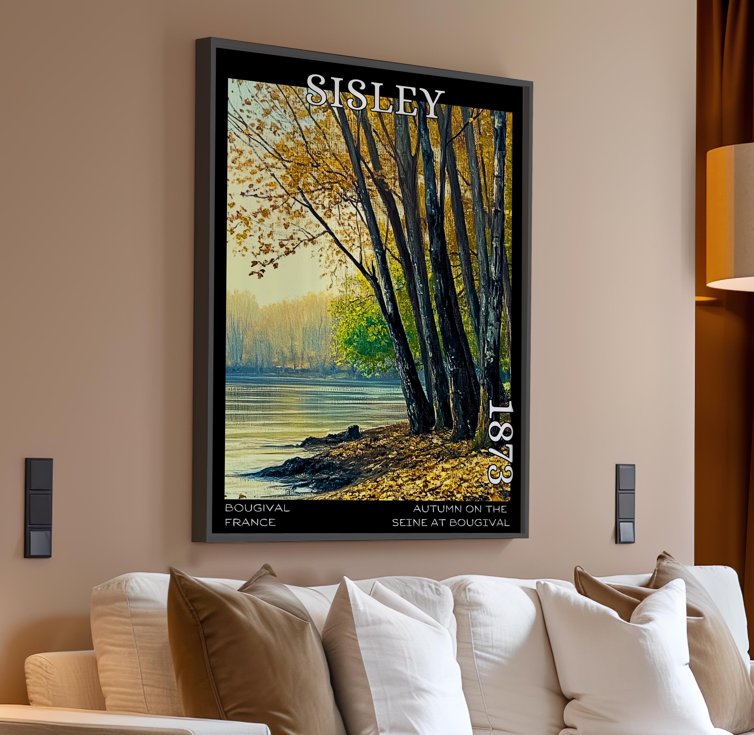 ブージヴァルのセーヌ川の秋 1873年 – アルフレッド・シスレー 版画