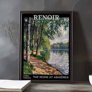 The Seine at Asnières 1879 – Pierre-Auguste Renoir print / poster – riverside landscape painting french impressionist boating wall art decor