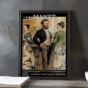 A Bar at the Folies-Bergère 1882 – Édouard Manet print / poster – french impressionism, mirror reflection art, parisian nightlife art decor
