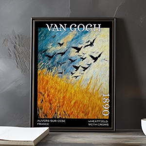 Weizenfeld mit Krähen 1890 – Vincent van Gogh Print / Poster – Dark Sky Feldpost Impressionismus Landschaft Weizenfeld Landschaft Dekor