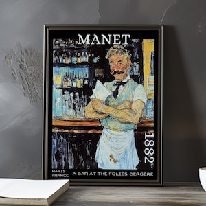 A Bar at the Folies-Bergère 1882 – Édouard Manet print / poster – french impressionism, mirror reflection art, parisian nightlife art decor
