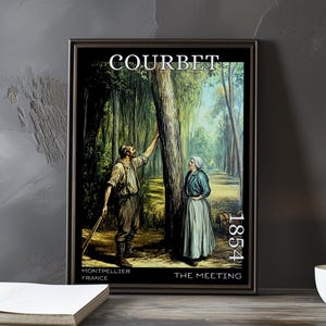 L'incontro 1854 - Stampa/manifesto di Gustave Courbet - Ritratto realista francese, stampa artistica del 1850, Bonjour Monsieur Courbet, arredamento francese d'epoca