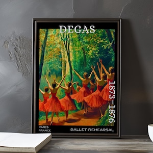 Ballet Rehearsal 1873–1876 – Edgar Degas print / poster – impressionism, post impressionist ballet, dancer study, french movement art decor