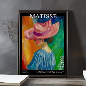 Woman with a Hat 1905 – Henri Matisse print / poster – bold fauvism portrait vibrant colour modern french post impressionism wall art decor