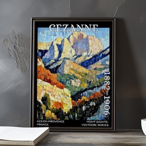 Mont Sainte-Victoire 1882-1906 - Paul Cézanne print / poster - French Post Impressionist landscape art, Provence mountain kitchen wall decor