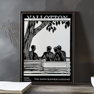 The Bath: Summer Evening 1893 – Félix Vallotton poster / print – Symbolist woodcut, Parisian art, minimalist black and white décor french