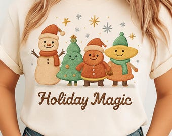Noël Snoopy, personnages d'hiver de style broderie, conception de chemise de vacances, impression Dtf Dtg