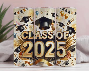 Emballage de gobelet de la promotion 2025 : conception de sublimation de fin d'études (téléchargement numérique PNG)