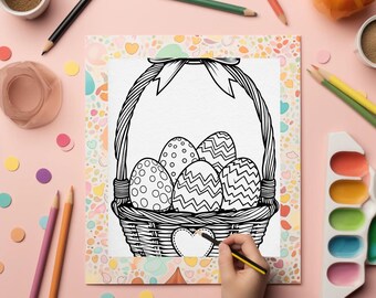 Livre de coloriage de Pâques : 13 pages de motifs imprimables (téléchargement numérique)