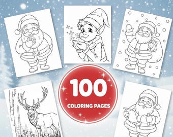 Coloriages de Noël pour les enfants | 100 modèles de Noël (téléchargement numérique)
