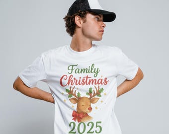 Conception de chemise de renne de Noël en famille 2025, renne de vacances PNG, art de T-shirt de Noël aquarelle