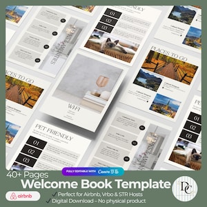 Airbnb Welcome Book Template | 40+ Page Host Manual | Canva Editable PDF for Vrbo, STR & Vacation Rentals | Digital Download