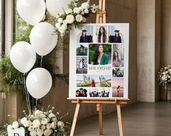 Personalized Graduation Welcome Sign | Custom Photo Poster | Class of 2026 Party Décor | Editable Canva Template | Printable Board