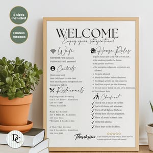 Airbnb Welcome Sign Template, Welcome Guide AirBnB, Airbnb Sign, Airbnb Check Out, House Rules, Digital Download, Airbnb Minimalist Rules