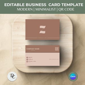 Bearbeitbare minimalistische Visitenkarte Vorlage | QR-Code Moderne Karte | Doppelseitige DIY Calling Card für Canva | Sofort Download