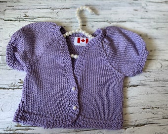 Manches bouffantes en tricot fait main lilas | Boléro tricoté à la main | Ensemble pull bébé fille en tricot pour fille | Pull pour enfant jusqu'à 6 ans Fille