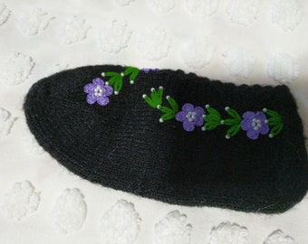 Handmade Knit Women Socks, Slippers / Winter socks, slippers, Handmade hand knit slippers -  Turkish bed socks/ Slippers - Ready to ship