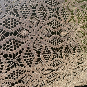 80 X 60 Inches Rectangle Handmade Beige Textile Lace Crochet Decor Tablecloth Crochet Lace Bedroom Curtain or Coverlet / Crochet Bedspread image 2