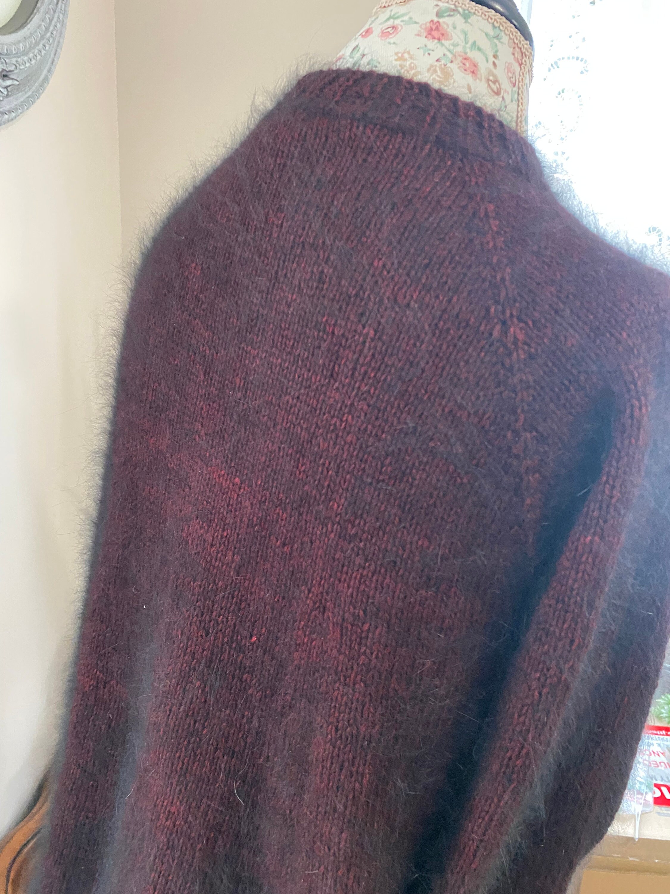 Hand Knit Angora Rabbit Cardigan: Rhinestone Button Crew Neck - Etsy Canada