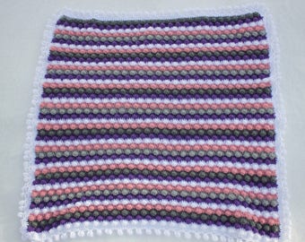 Multicoloured Striped Blanket | Afghan | Bobble Blanket | Bobble Baby Blanket | Crochet Baby Blanket | Baby Girl Blanket | Baby Gift