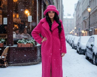 Cardigan duveteux en tricot fait main : manteau en polyester à poils longs