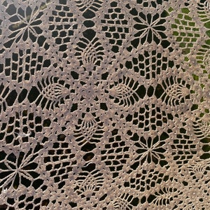 80 X 60 Inches Rectangle Handmade Beige Textile Lace Crochet Decor Tablecloth Crochet Lace Bedroom Curtain or Coverlet / Crochet Bedspread image 1