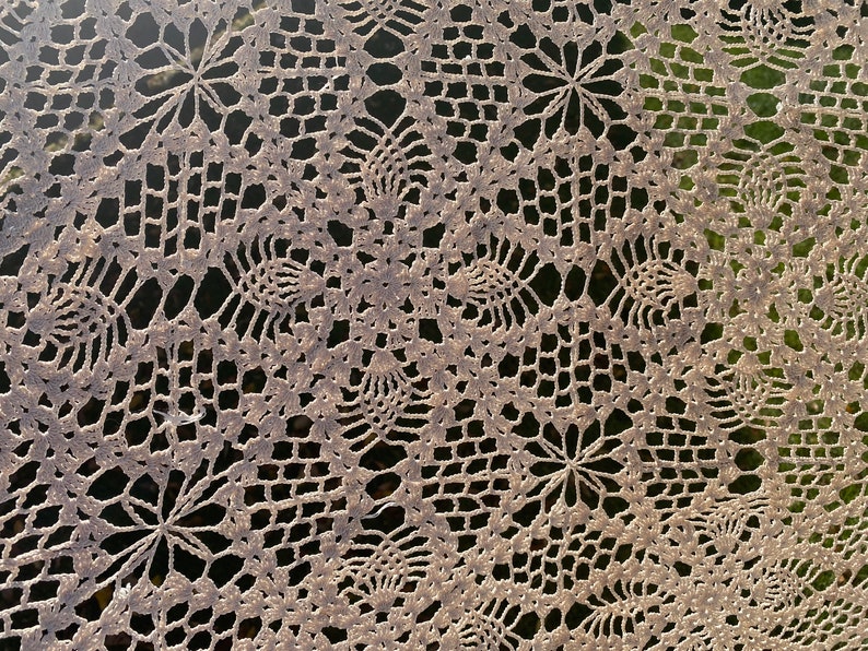 80 X 60 Inches Rectangle Handmade Beige Textile Lace Crochet Decor Tablecloth Crochet Lace Bedroom Curtain or Coverlet / Crochet Bedspread image 1