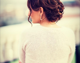 Ivory Knit Wedding Bolero: Plus Size Angora-Inspired Bridal Shrug